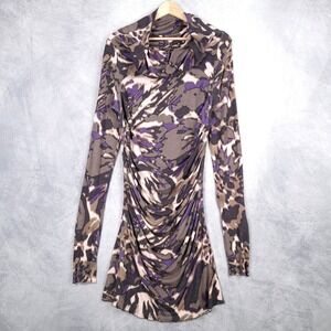 Escada Dress Womens US 8 / 44 Purple Slimming Stretch Wool Knit Long Sleeve